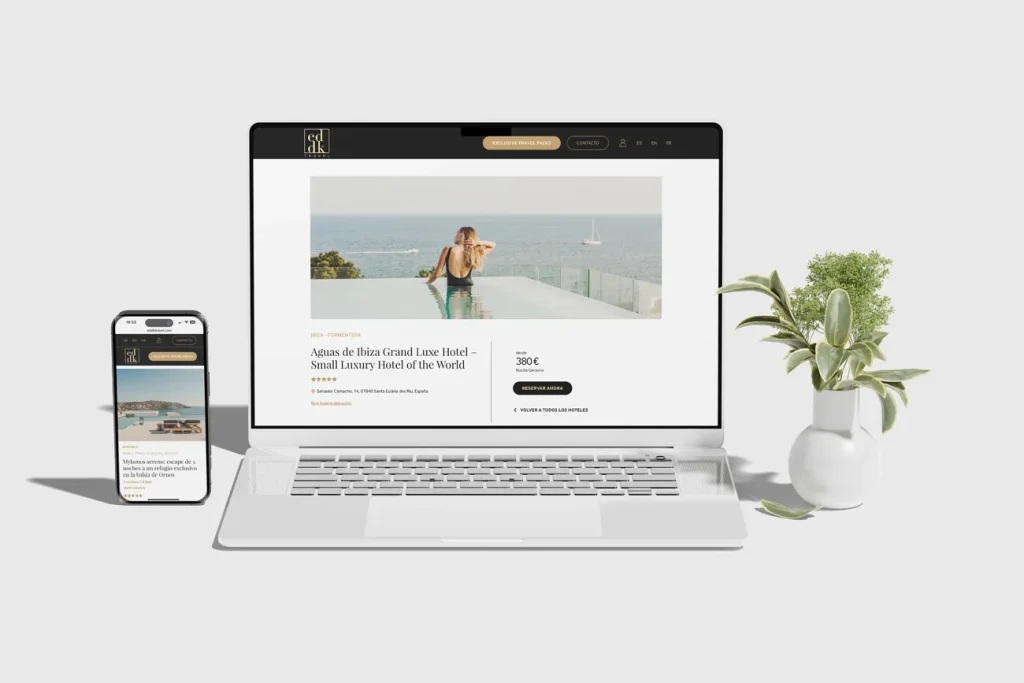 Diseño web minimalista y branding premium para agencia de viajes exclusivos