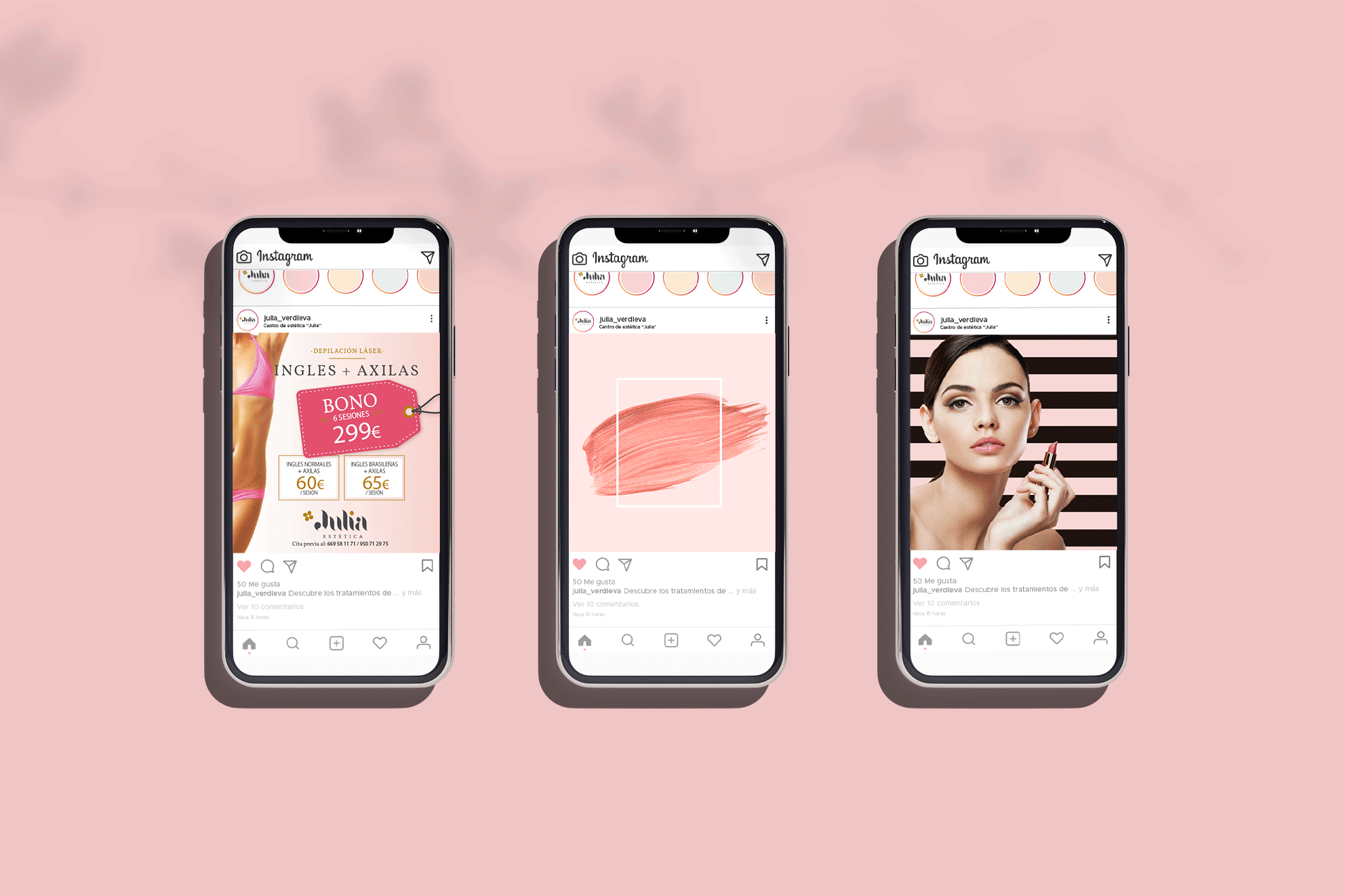 Diseño gráfico y estrategia visual para redes sociales de centro de estética avanzada